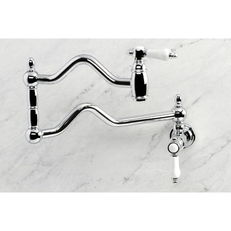 Kingston Brass KS2101BPL Bel Air Wall Mount Pot Filler, Polished Chrome KS2101BPL